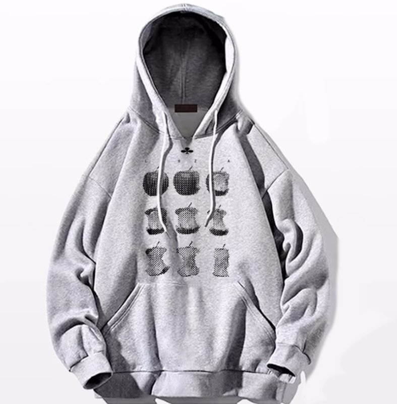 画像2: Unisex apple photo print hoodie Sweat Shirt  男女兼用アップルりんごフォトプリントプリントフーディ スウェットパーカー シャツ (2)