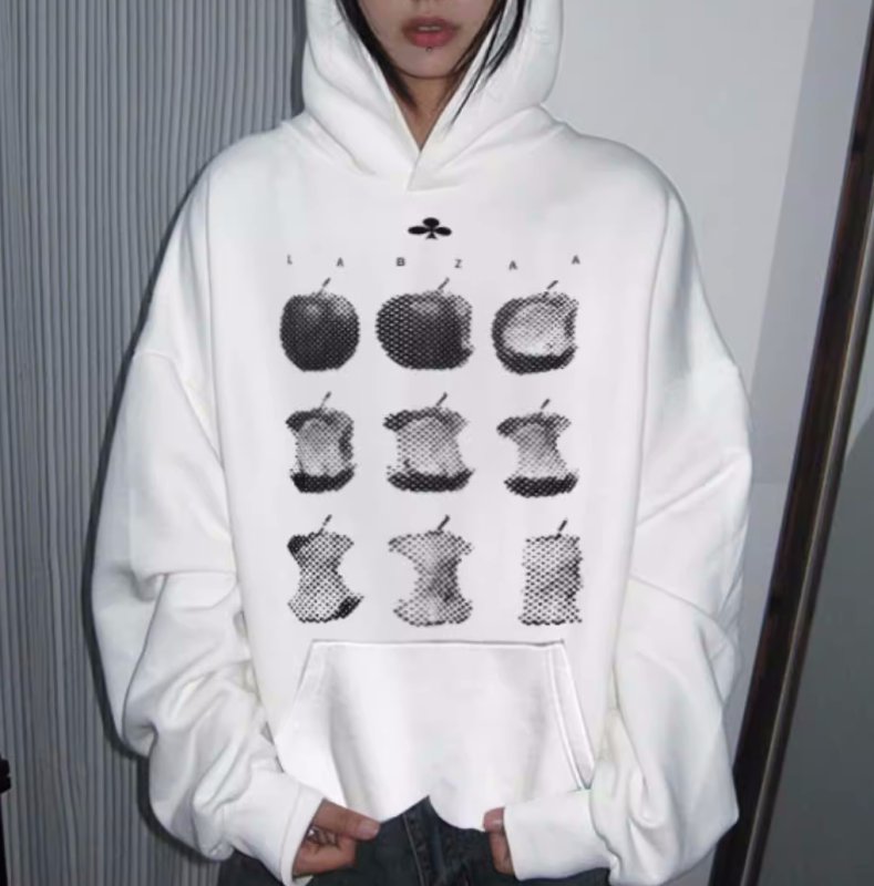 画像4: Unisex apple photo print hoodie Sweat Shirt  男女兼用アップルりんごフォトプリントプリントフーディ スウェットパーカー シャツ (4)