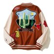 画像2: Travis Scott splicing contrasting color embroidered patch baseball Jacke  stadium jacket baseball uniform jacket blouson  ユニセックス 男女兼用カクタス サボテン刺繍 スタジアムジャンパー スタジャン MA-1 ボンバー ジャケット ブルゾン (2)