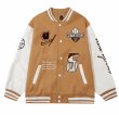 画像4: Feel lonely baseball letter flocking embroidery baseball jacket stadium jacket baseball uniform jacket blouson  ユニセックス 男女兼用ベースボール刺繍スタジアムジャンパー スタジャン MA-1 ボンバー ジャケット ブルゾン (4)