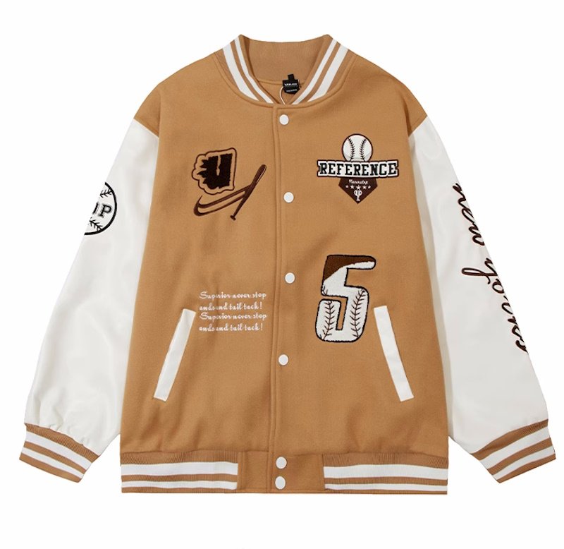 画像4: Feel lonely baseball letter flocking embroidery baseball jacket stadium jacket baseball uniform jacket blouson  ユニセックス 男女兼用ベースボール刺繍スタジアムジャンパー スタジャン MA-1 ボンバー ジャケット ブルゾン (4)