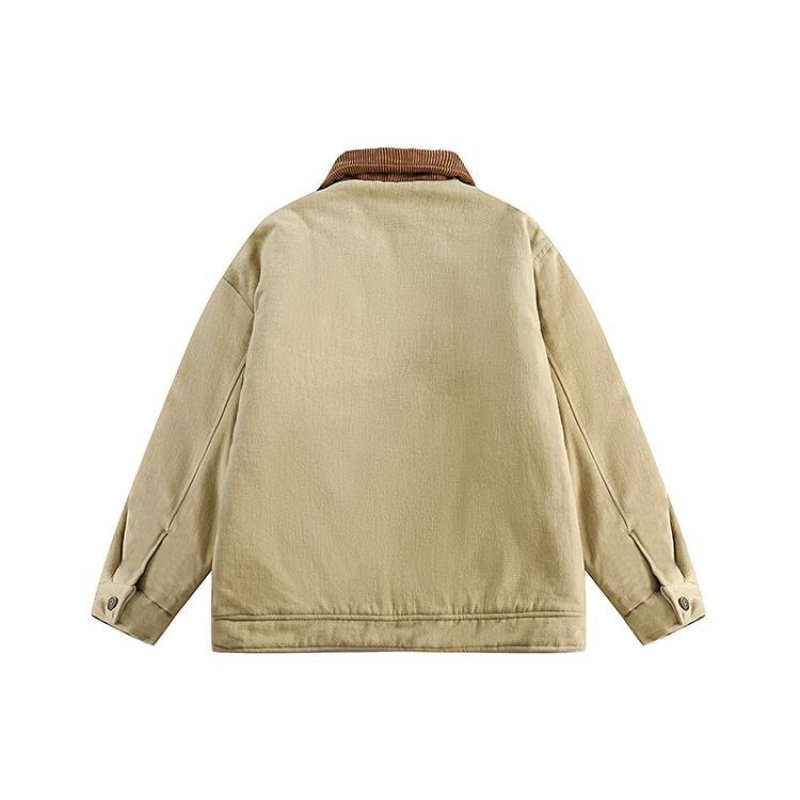 画像4: label corduroy lapel thickened bomber jacket stadium jacket blouson  ユニセックス 男女兼用コーデュロイラペル刺繍ジャンパー スタジャンブルゾン (4)
