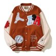 画像3: Travis Scott splicing contrasting color embroidered patch baseball Jacke  stadium jacket baseball uniform jacket blouson  ユニセックス 男女兼用カクタス サボテン刺繍 スタジアムジャンパー スタジャン MA-1 ボンバー ジャケット ブルゾン (3)