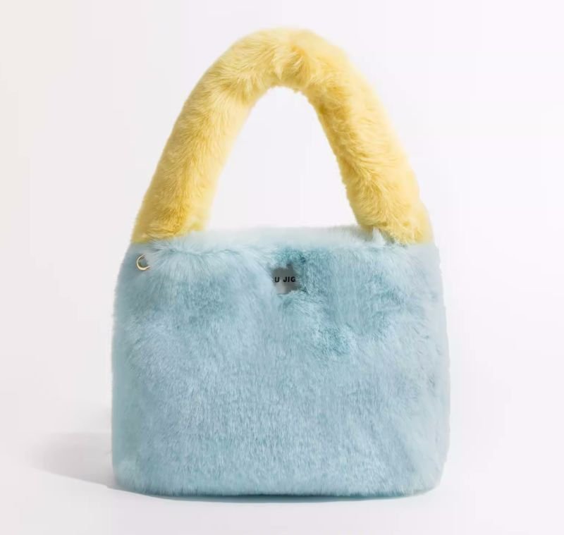 画像3: contrasting color stitching tote Shoulder  Bag  コントラストカラーファートート ショルダーバックハンドバッグ  (3)
