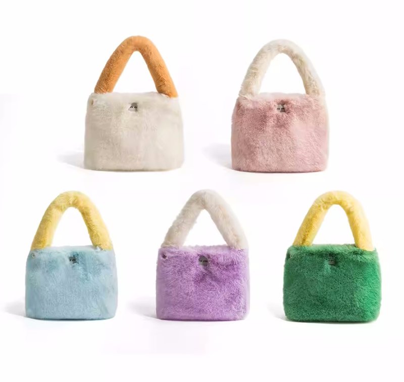 画像6: contrasting color stitching tote Shoulder  Bag  コントラストカラーファートート ショルダーバックハンドバッグ  (6)