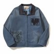 画像2: street lapel top old frayed printed denim short cleanfit work jacket  stadium jacket blouson  ユニセックス 男女兼用デニムポップ＆レターロゴジャンパー スタジャンブルゾン (2)