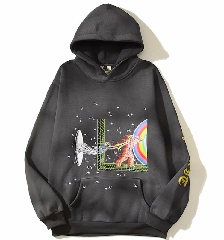 画像1: Unisex Sanskrit distressed mud print hooded sweatshirt 　男女兼用サンスクリット プリント フーディ　スウェットパーカー　シャツ (1)