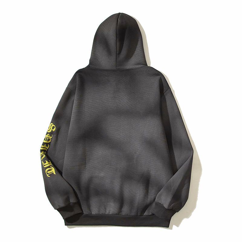 画像2: Unisex Sanskrit distressed mud print hooded sweatshirt 　男女兼用サンスクリット プリント フーディ　スウェットパーカー　シャツ (2)