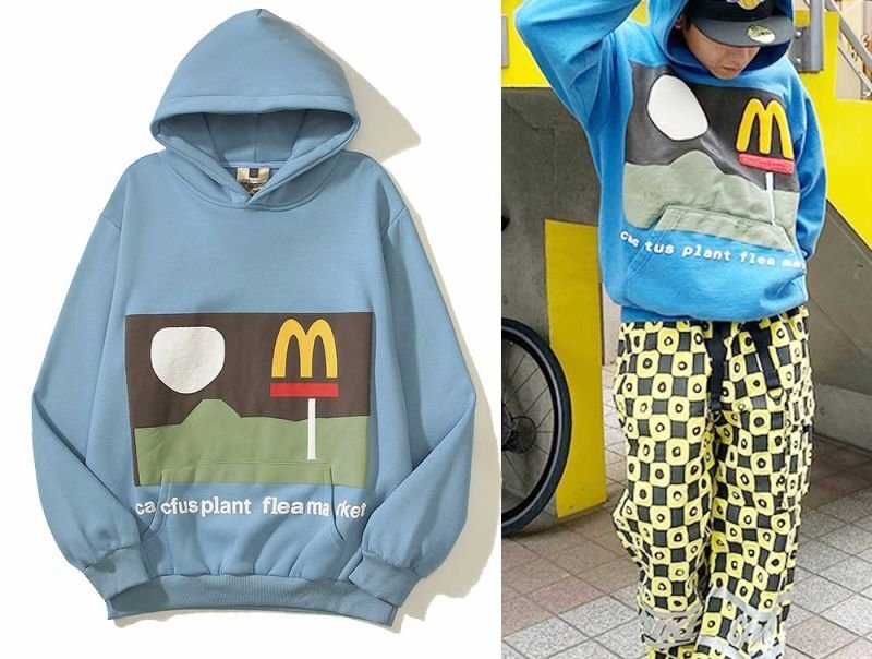 画像4: Unisex Mai Ji street lamp foam printed hoodie hooded sweatshirt  男女兼用プリント M Ji ストリートフーディ スウェットパーカー シャツ (4)