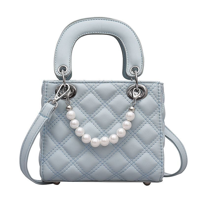 画像4: Pearl Chain quilted Crossbody  tote Shoulder  Bag  パールハンドルキルティングショルダートートクロスボディーバックハンドバッグ  (4)