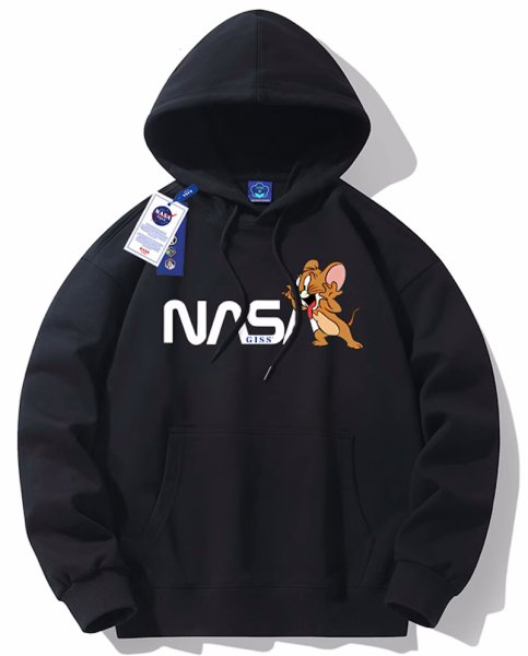画像1: Unisex NASA x Jerry print  hoodie Sweat Shirt 　男女兼用NASAナサ×トムとジェリージェリープリントフーディ　スウェットパーカー　シャツ (1)