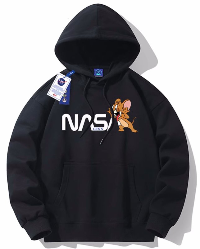 画像1: Unisex NASA x Jerry print  hoodie Sweat Shirt 　男女兼用NASAナサ×トムとジェリージェリープリントフーディ　スウェットパーカー　シャツ (1)