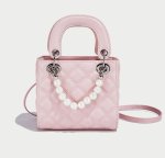 画像12: Pearl Chain quilted Crossbody  tote Shoulder  Bag 　パールハンドルキルティングショルダートートクロスボディーバックハンドバッグ  (12)