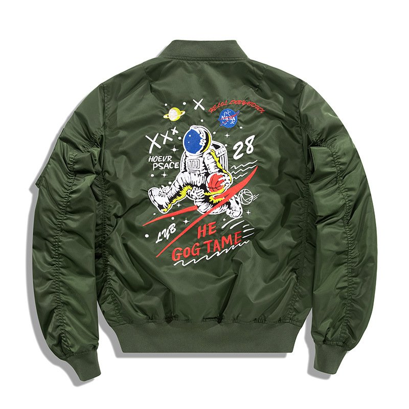画像3: NASA×Astronaut x Basket MA-1 baseball jacket stadium jacket baseball uniform jacket blouson  ユニセックス 男女兼用ナサNASA宇宙飛行士×バスケット MA-1ブルゾンスタジアムジャンパー スタジャン MA-1 ボンバー ジャケット ブルゾン (3)