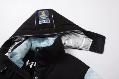 画像1: Unisex The Starry Night by Vincent van Gogh Design White Duck Down Jacket ユニセックス 星月夜 ゴッホ デザイン ホワイトダック ダウンジャケット