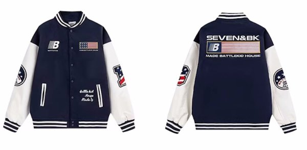 画像1: American flag embroidered baseball jacket stadium jacket baseball uniform jacket blouson  ユニセックス 男女兼用アメリカンフラッグスタジアムジャンパー スタジャン MA-1 ボンバー ジャケット ブルゾン (1)