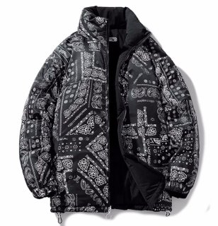 2色 ダウンジャケット リバーシブル チェック柄 綿ジャケット Unisex Color block check pattern reversible down jacket 男女