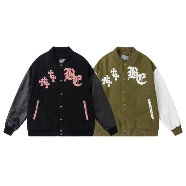 画像1: cross emblem baseball jacket stadium jacket baseball uniform jacket blouson  ユニセックス 男女兼用クロスエンブレムスタジアムジャンパー スタジャン MA-1 ボンバー ジャケット ブルゾン (1)