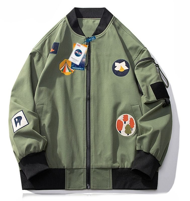 画像2: colorful emblem pilot baseball  jacket stadium jacket baseball uniform jacket blouson  ユニセックス 男女兼用カラフルエンブレムパイロットスタジアムジャンパー スタジャン MA-1 ボンバー ジャケット ブルゾン (2)
