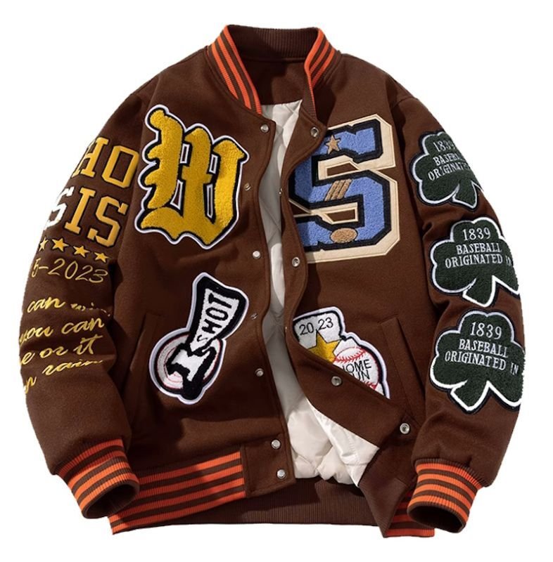 画像3: heavy industry embroidered baseball  jacket stadium jacket baseball uniform jacket blouson  ユニセックス 男女兼用ベースボール&レターロゴ刺繍スタジアムジャンパー スタジャン MA-1 ボンバー ジャケット ブルゾン (3)