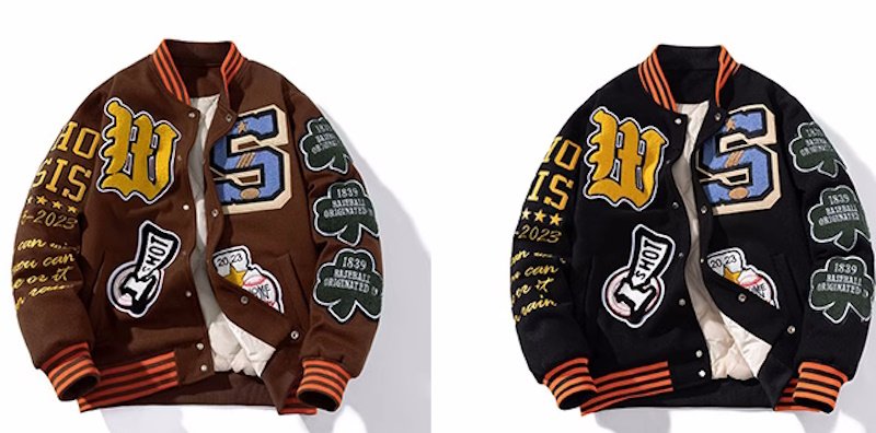 画像5: heavy industry embroidered baseball  jacket stadium jacket baseball uniform jacket blouson  ユニセックス 男女兼用ベースボール&レターロゴ刺繍スタジアムジャンパー スタジャン MA-1 ボンバー ジャケット ブルゾン (5)