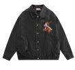 画像4: disney world embroidery leather jacket stadium jacket baseball uniform jacket blouson  ユニセックス 男女兼用ディズニーワールド刺繍レザージャケットスタジアムジャンパー スタジャン MA-1 ボンバー ジャケット ブルゾン (4)