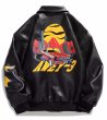 画像1: sunset Xishan motorcycle PU leather  jacketstadium jacket baseball uniform jacket blouson  ユニセックス 男女兼用サンセットバイカー刺繍レザージャケットスタジアムジャンパー スタジャン MA-1 ボンバー ジャケット ブルゾン (1)