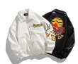 画像5: sunset Xishan motorcycle PU leather  jacketstadium jacket baseball uniform jacket blouson  ユニセックス 男女兼用サンセットバイカー刺繍レザージャケットスタジアムジャンパー スタジャン MA-1 ボンバー ジャケット ブルゾン (5)