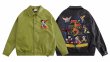 画像5: disney world embroidery leather jacket stadium jacket baseball uniform jacket blouson  ユニセックス 男女兼用ディズニーワールド刺繍レザージャケットスタジアムジャンパー スタジャン MA-1 ボンバー ジャケット ブルゾン (5)