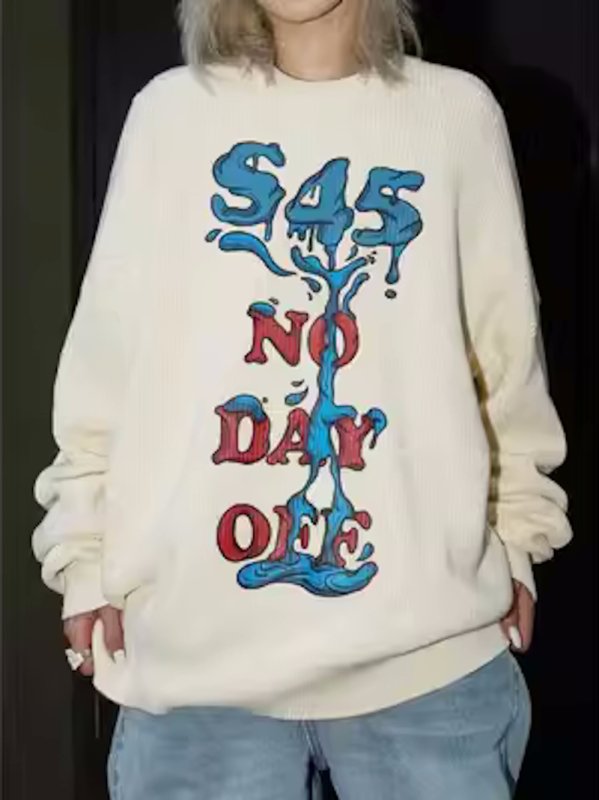 画像3:  Unisex artistic letter-printed sweatersr  ユニセックス男女兼用アートティックレタープリントプルオーバーセーター (3)