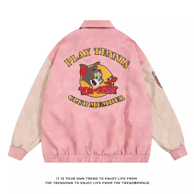 画像4: Unisex Tom and Jerry Stadium Jacket Front and Back Design ユニセックス 男女兼用 トムとジェリー スタジャン スタジアムジャンパー スタジアムジャケット フロント バック デザイン (4)