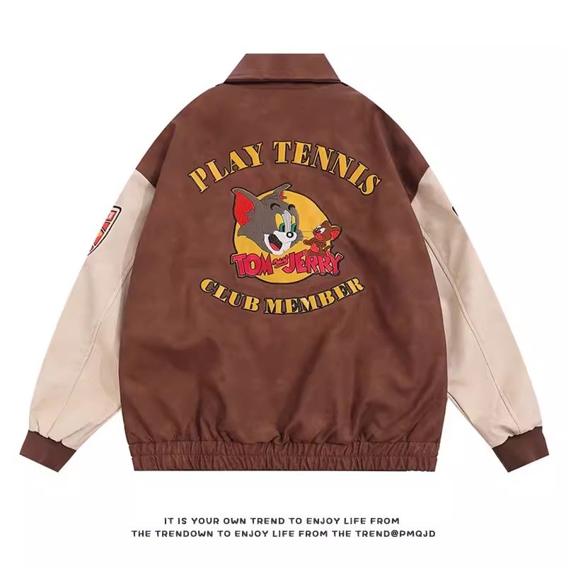 Unisex Tom and Jerry Stadium Jacket Front and Back Design