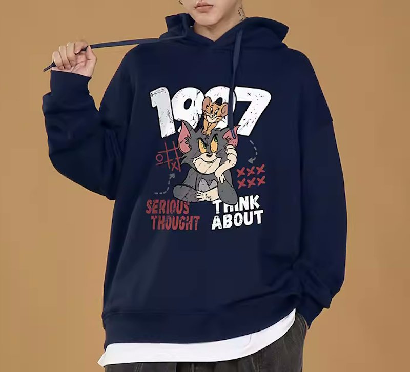 画像10: Unisex 1997 Tom & Jerry Print HoodieHoodie Hoody Sweat Shirt ユニセックス 男女兼用 1997トム&ジェリートムとジェリープリントフーディ パーカー スウェット (10)