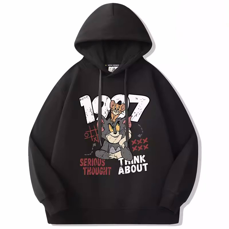 画像2: Unisex 1997 Tom & Jerry Print HoodieHoodie Hoody Sweat Shirt ユニセックス 男女兼用 1997トム&ジェリートムとジェリープリントフーディ パーカー スウェット (2)