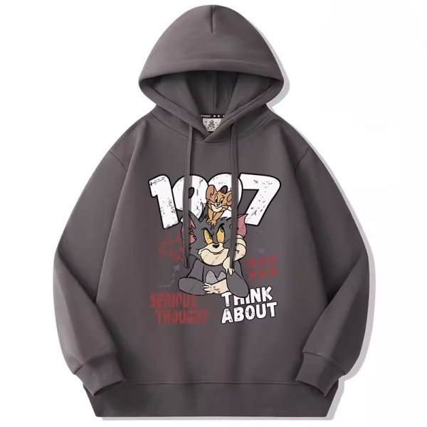 画像1: Unisex 1997 Tom & Jerry Print HoodieHoodie Hoody Sweat Shirt ユニセックス 男女兼用 1997トム＆ジェリートムとジェリープリントフーディ パーカー スウェット (1)