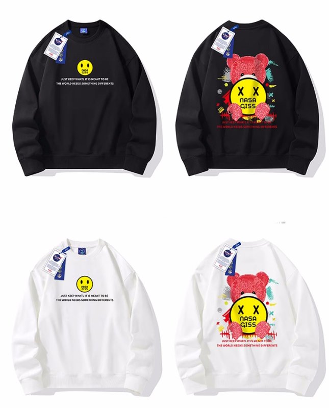 画像2: Unisex Print Sweat Shirt ユニセックス 男女兼用 NASA GISS×スマイルベア熊プリント スウェットトレーナー (2)