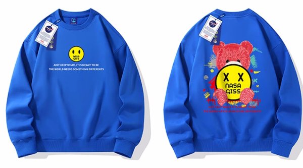 画像1: Unisex Print Sweat Shirt ユニセックス 男女兼用 NASA GISS×スマイルベア熊プリント スウェットトレーナー (1)