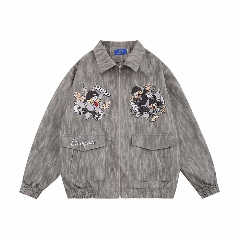画像5: WESVGM Maillard cartoon embroidered jacket stadium jacket baseball uniform jacket blouson  ユニセックス 男女兼用boyボーイ刺繍スタジアムジャンパー スタジャン MA-1 ボンバー ジャケット ブルゾン (5)