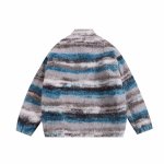 画像3: tie-dye gradient striped lamb plush quilted jacket  stadium jacket baseball uniform jacket blouson  ユニセックス 男女兼用ボーイ＆ガール刺繍ファーボーダージップアップジャケットスタジアムジャンパー スタジャン MA-1 ボンバー ジャケット ブルゾン (3)