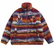 画像2: tie-dye gradient striped lamb plush quilted jacket  stadium jacket baseball uniform jacket blouson  ユニセックス 男女兼用ボーイ＆ガール刺繍ファーボーダージップアップジャケットスタジアムジャンパー スタジャン MA-1 ボンバー ジャケット ブルゾン (2)