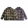 画像5: cartoon embroidered plaid woolen jacket stadium jacket baseball uniform jacket blouson  ユニセックス 男女兼用アニマル刺繍チェックジャケットスタジアムジャンパー スタジャン MA-1 ボンバー ジャケット ブルゾン (5)