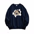 画像1: Unisex  3d cat print Sweat Shirt ユニセックス 男女兼用3Dキャット猫プリントプリント スウェットトレーナー (1)