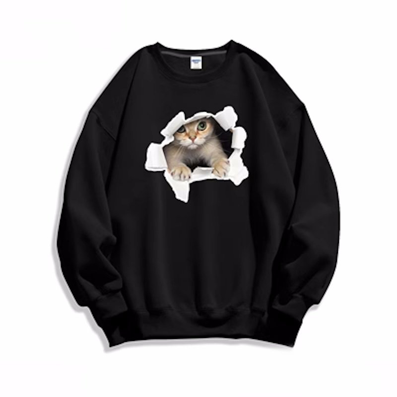 画像3: Unisex  3d cat print Sweat Shirt ユニセックス 男女兼用3Dキャット猫プリントプリント スウェットトレーナー (3)