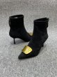 画像2: Real Leather women's pointed fine cat with wild bare boots stretch boots  本革 ストレッチメタル付き アンクルショートブーツ ブーティ  (2)