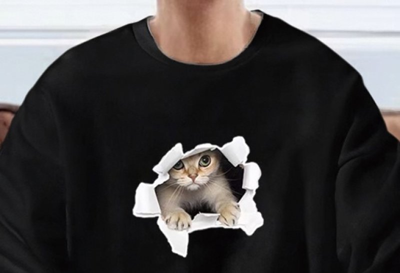 画像9: Unisex  3d cat print Sweat Shirt ユニセックス 男女兼用3Dキャット猫プリントプリント スウェットトレーナー (9)