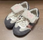 画像10:  Women's plush puff  Lace-up Sneakers  パフシューズモコモコファーレースアップスニーカーシューズ (10)