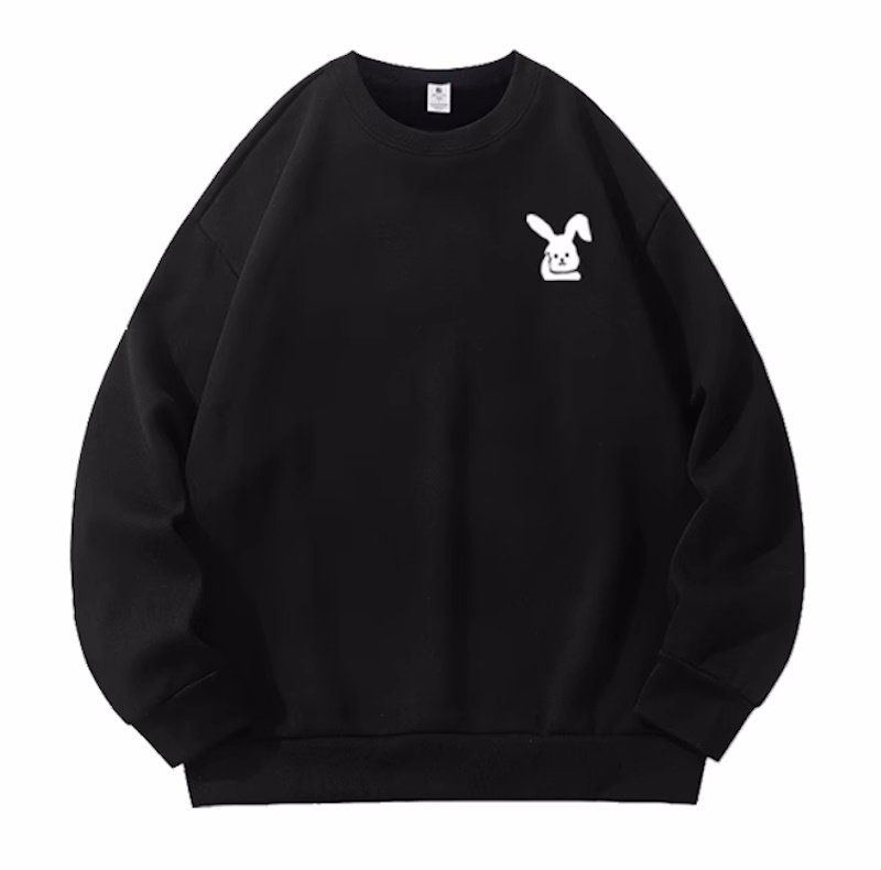 画像1: Unisex One point rabbit print Sweat Shirt ユニセックス 男女兼用ワンポイントラビットウサギプリント スウェットトレーナー (1)