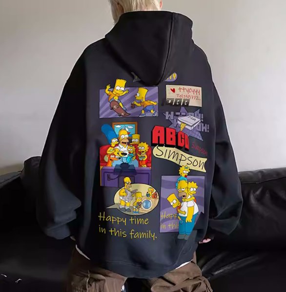 画像1: Unisex simpson family box paint Hoodie Hoody Sweat Shirt ユニセックス 男女兼用 シンプソンファミリーボックスペイントプリントフーディ パーカー スウェット (1)