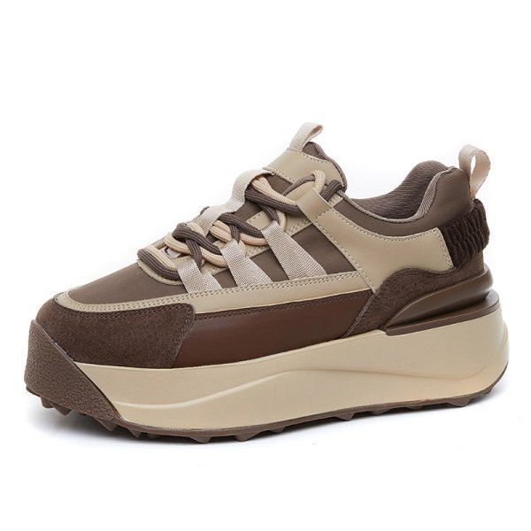 画像2: women's thick-soled cowhide lace-up SNEAKERS　厚底プラットフォームバイカラーレザーレースアップスニーカー (2)