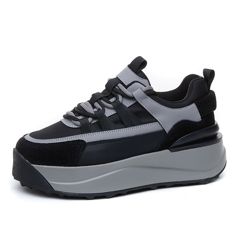 画像5: women's thick-soled cowhide lace-up SNEAKERS　厚底プラットフォームバイカラーレザーレースアップスニーカー (5)